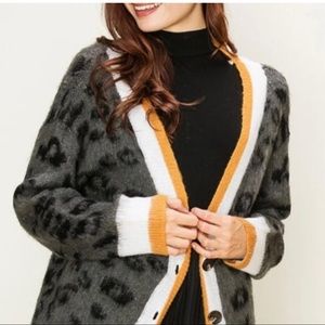 HYFVE Gray Leopard Boyfriend / Grandpa Cardigan